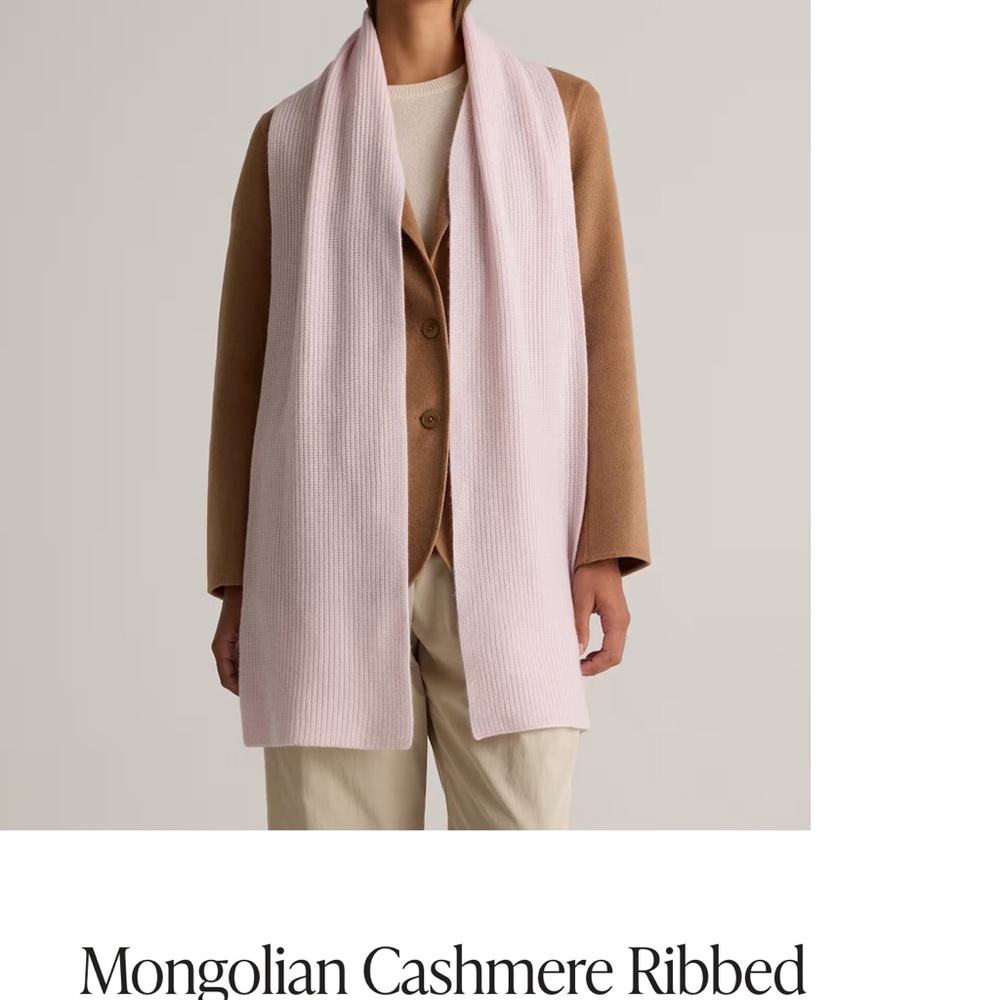 Pink Ribbed Cashmere Scarf